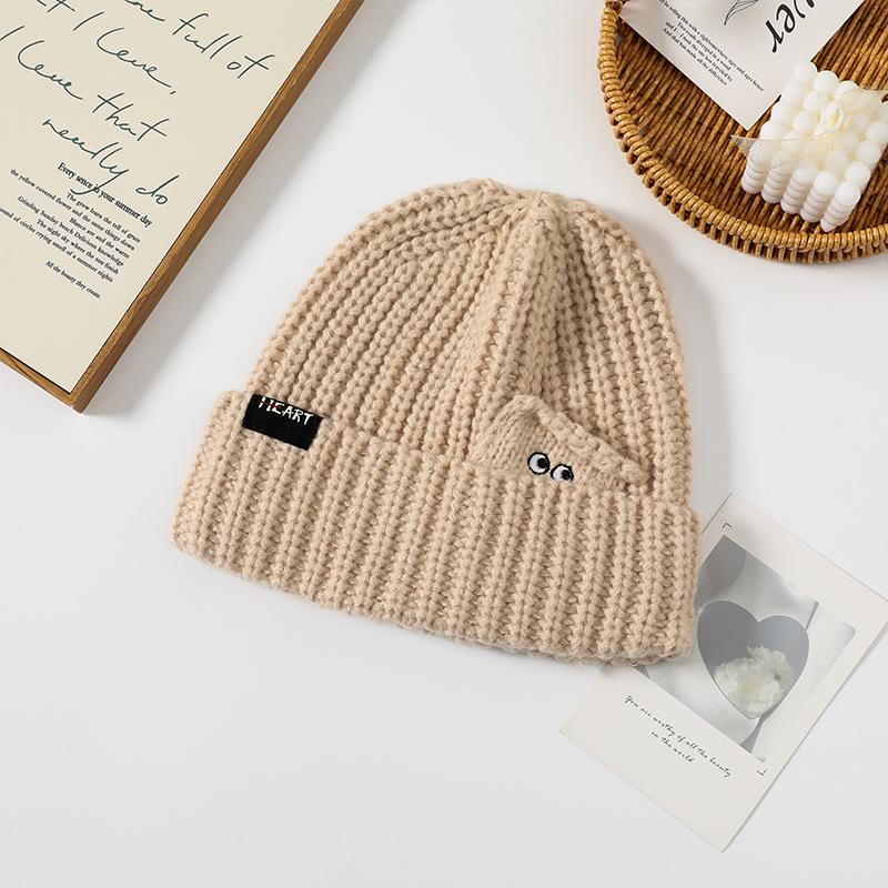 New Style Woolen Hat for Women In Autumn and Winter Warm Ear Protection Hat  Fashionable and Versatile  Face Showing Small Knitted Hat  Cold Eye Hat