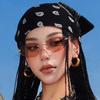 All-match Y2k Print Turban Sweet Small Square Scarf Retro Printed Headscarf  Beach