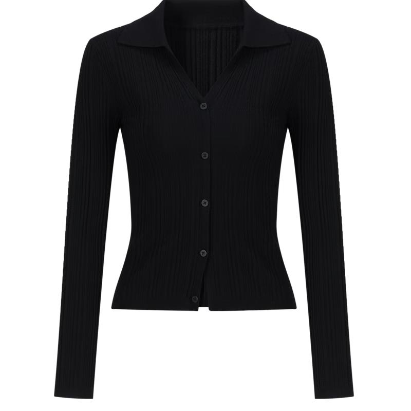 

Jiuzi Annao Women s Minimalist Lapel Wool Blend Slim Cardigan L