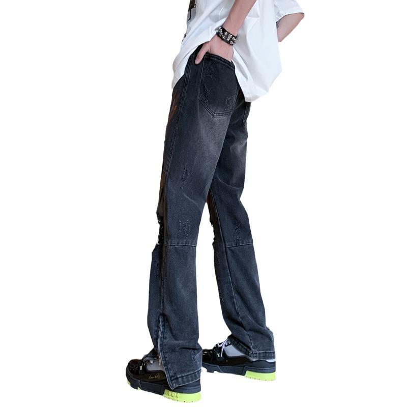 Tie-dye Graffiti Slightly Ripped Jeans American Street Hiphop Pants Ins Trendy European and American High Street Straight Pants