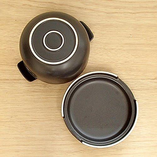 Mino Ware - Shikisai - Pottery ONLINE - Ceramic Rice Container, 2-cup Capacity, Black Matte, Microwave and Direct Heat Safe, Banko Ware