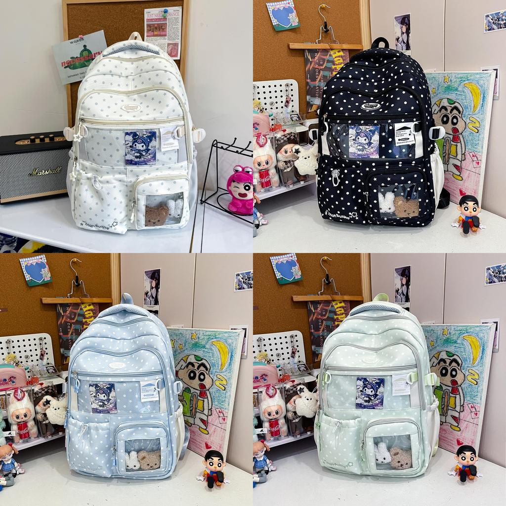 Cute Starry Pattern Girls Backpack With Nylon For School And Teens