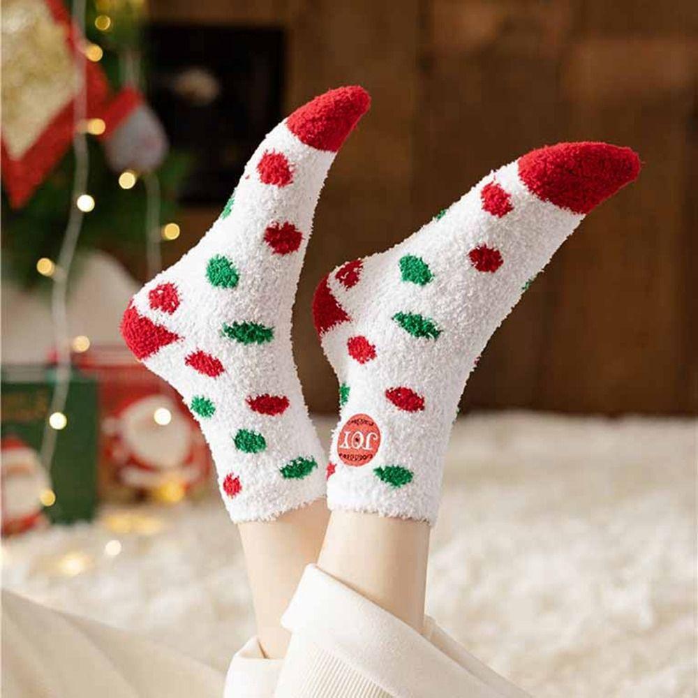 Socks Winter Cartoon Snowman Coral Velvet Socks Women Hosiery Christmas Socks Middle Tube Socks