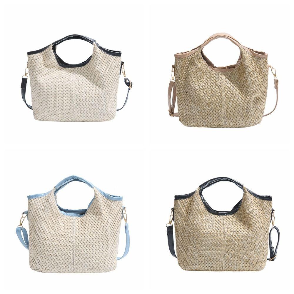 Bohemian Style Beach Bag Large Capacity Raffia Shoulder Bag Fashion Weave Straw Bag  Travel