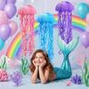 Set of 10 Jelly Fish Paper Lanterns, Pink Purple Blue Green Hanging Lantern, Jelly Fish Mermaid Decor for Party, Under The Sea Mermaid Birthday Party