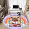 1PC Capybara Office Round Area Rug, Mat Suitable For Office, Under Office Chairs Bedroom Living Room Home Decor, Room Deco