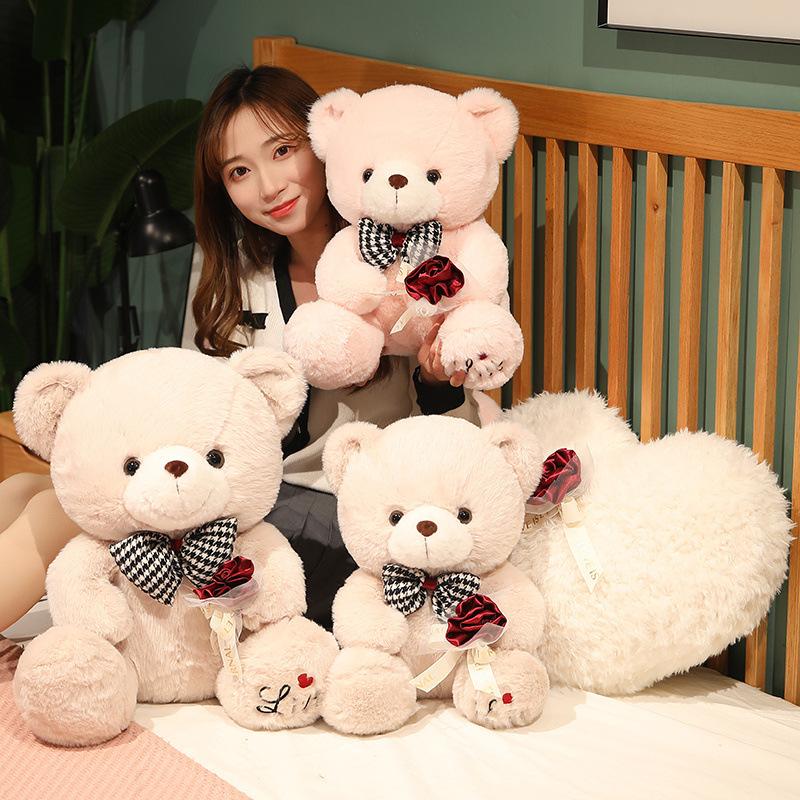 Rose Teddybär Puppe Plüschtier Große Bärenpuppe Liebeskissen Puppe Mädchen Valentinstag Geschenk