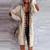 Vintage Hooded Cardigan Sweater Coat for Women Elegant Long Sleeve Overcoat Casual Autumn Winter Sweaters