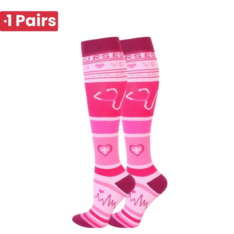 1 Pair Cute Cat Compression Socks Knee High 20-30 Mmhg Fit Medical Edema Diabetes Varicose Veins Running Sports Socks