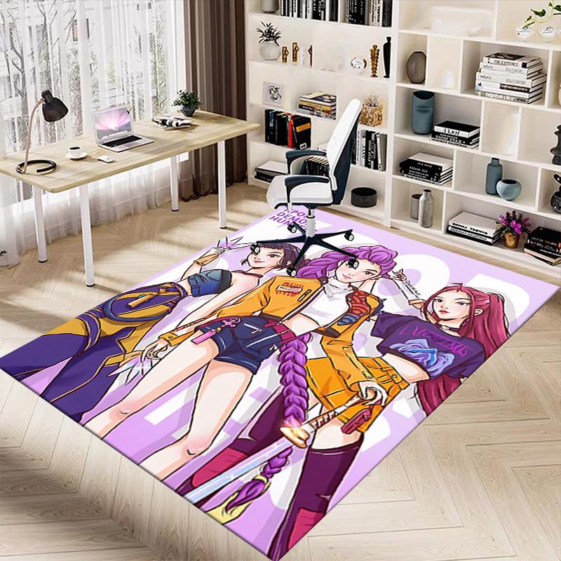 Kpop Demon Hunters Carpet For Playroom Bedroom Living Room Sofa Home Decorkids Game Area Rug Nonslip Floor Mat