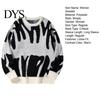 Comfy Casual Sweater Women Round Neck Long Sleeve Contrast Color Knitting Tops Loose Fit Printed Elastic Knitwear Daily Wear Pullover