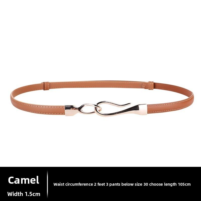 Classic Leather Waist Belt For Women With Adjustable Alloy Buckle Minimalist Fashion