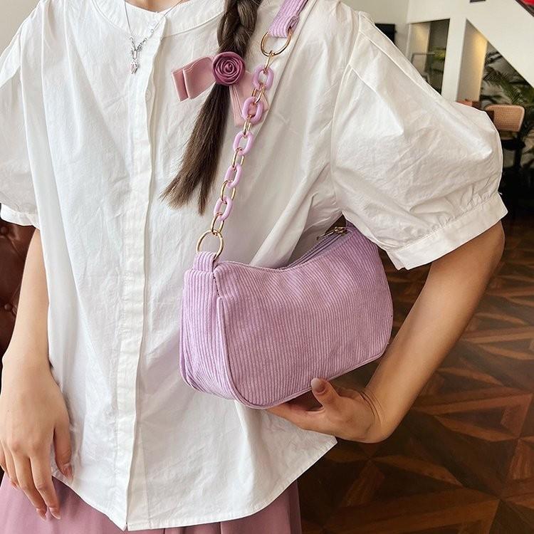 Стильная городская минималистичная холщовая сумка-мессенджер из мягкого полиэстера для женщин фиолетовый