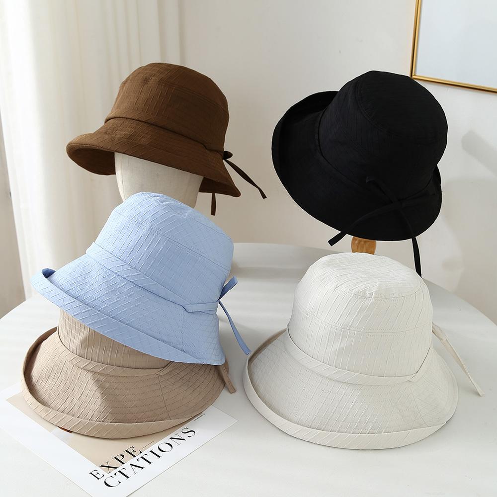 My Extreme Outdoor Activities Women's Blue Bucket Hat Elegant Lady Fisherman Cap With Bow Wide Brimmed Spring Summer Hats For Cloth Foldable Sunhat New