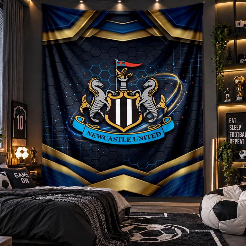 Nástěnná tapisérie Newcastle United Fotbalový potisk Látka do obývacího pokoje Ložnice Domácí dekorace
