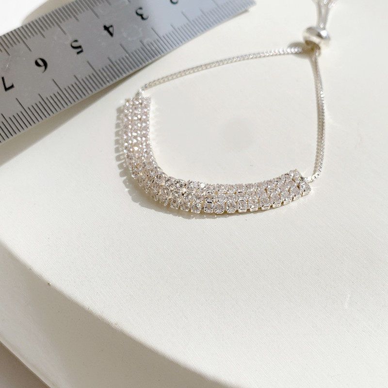 Zirconium Diamond Bracelet with High-Quality Texture, Niche Design, Light Luxury, Sparkling Diamonds, Adjustable Zipper, Pure Copper Bracelet