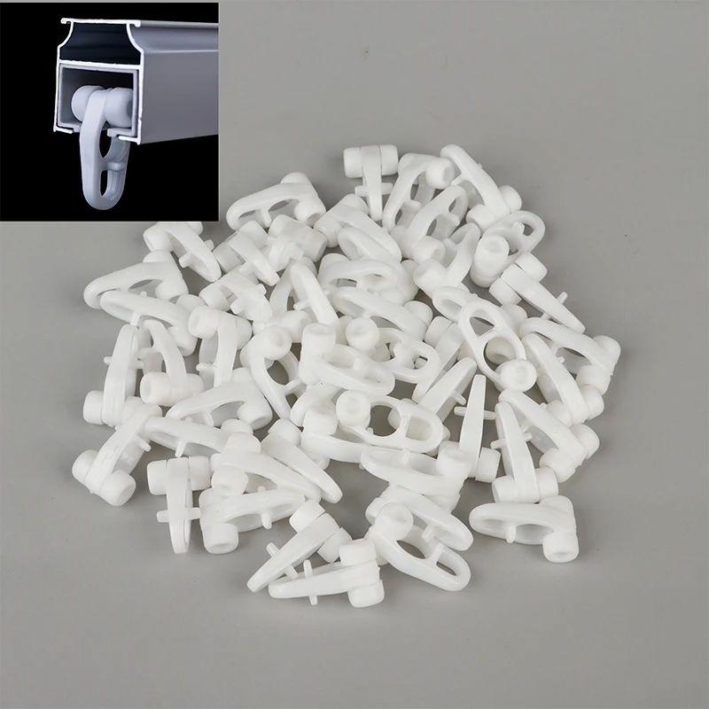 50Pcs Universal Curtain Rail Sliding Wheel Hook Type Straight Rail Lightweight Curved Rail Slider Curtain Hook Ring