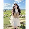 2026 Spring/Autumn French Style Patchwork Shirt Dress - Waist-Cinched Slim Fit