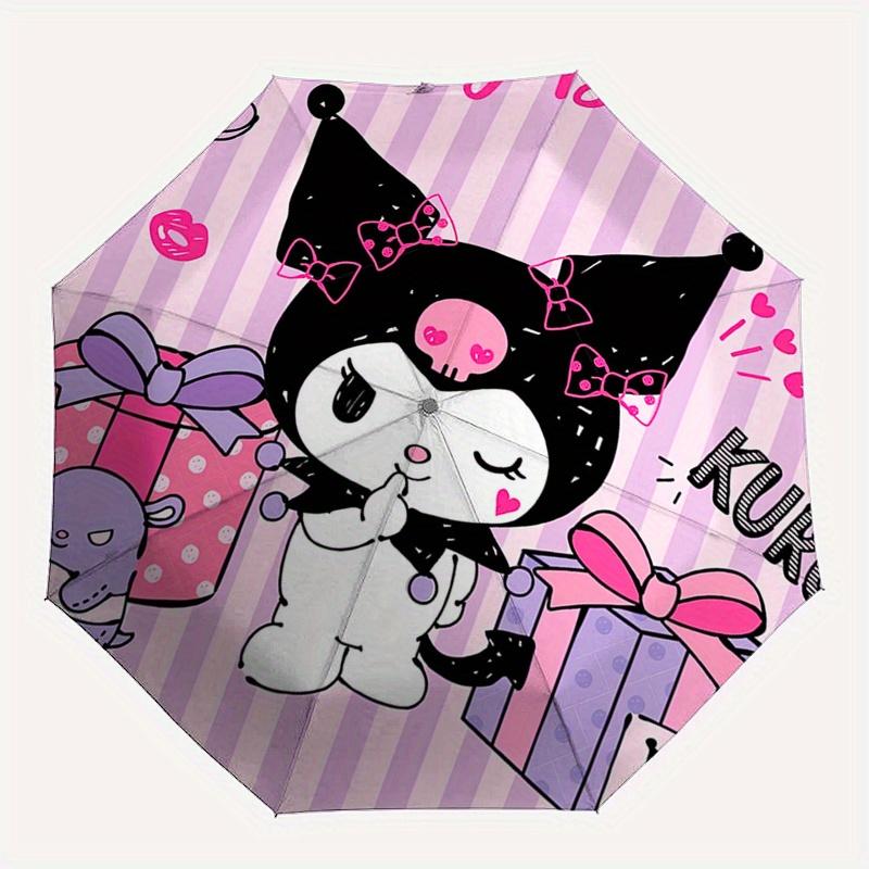 Kuromi,Birthday Automatic Folding Umbrella-Simple 8-Rib Design, Bright Cartoon Pattern, Durable Iron Frame, Suitable For Travel, Outdoor, Be