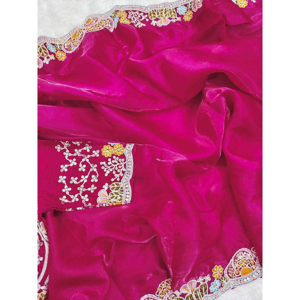 Beautiful Saree Is Elegantly Decorated That Gives a Perfect Look To the Outfit. Blouse (Need To Be Stitched As Per Size And Fit)