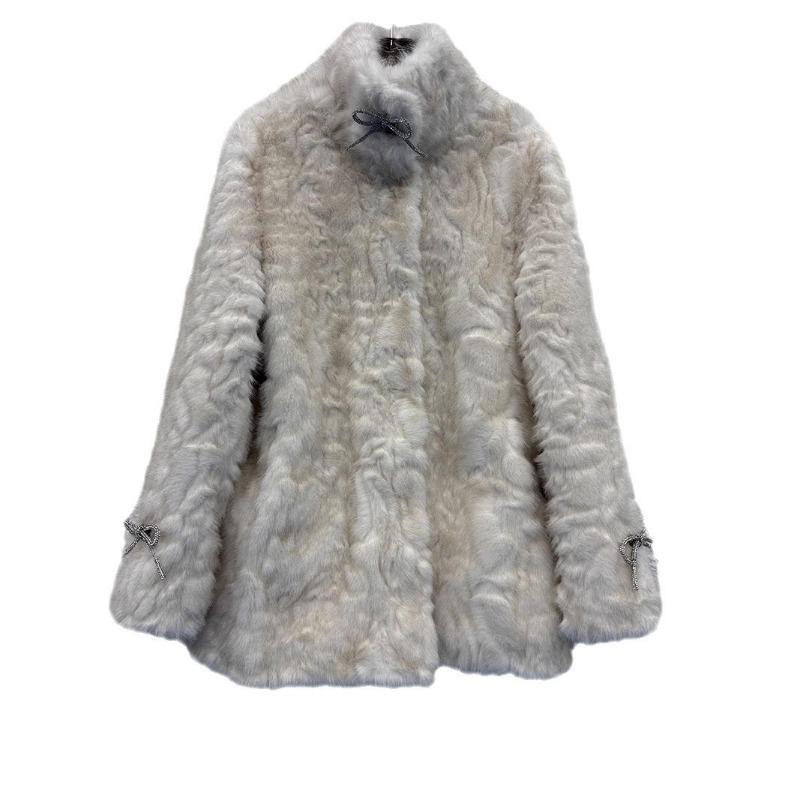 Fur integrated jacket women's autumn and winter new fashion temperament trend winter thickened warm top