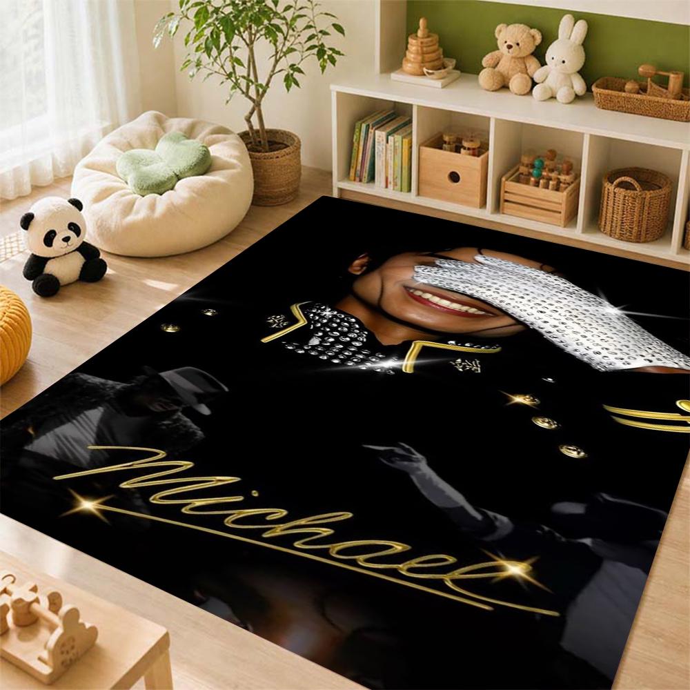 Michael Jackson Portrait Signature Printed Rug Absorbent Nonslip Carpet For Hallway Balcony Study Home Party Decor Halloween Gift