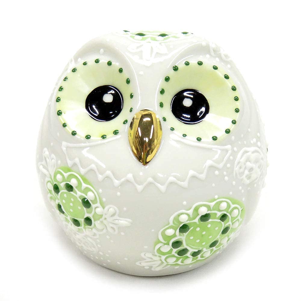 Lucky Charm Kutani Ball Mori 60th Birthday Present Figurine, Ware, Owl, (Green), Ceramic, Gift,