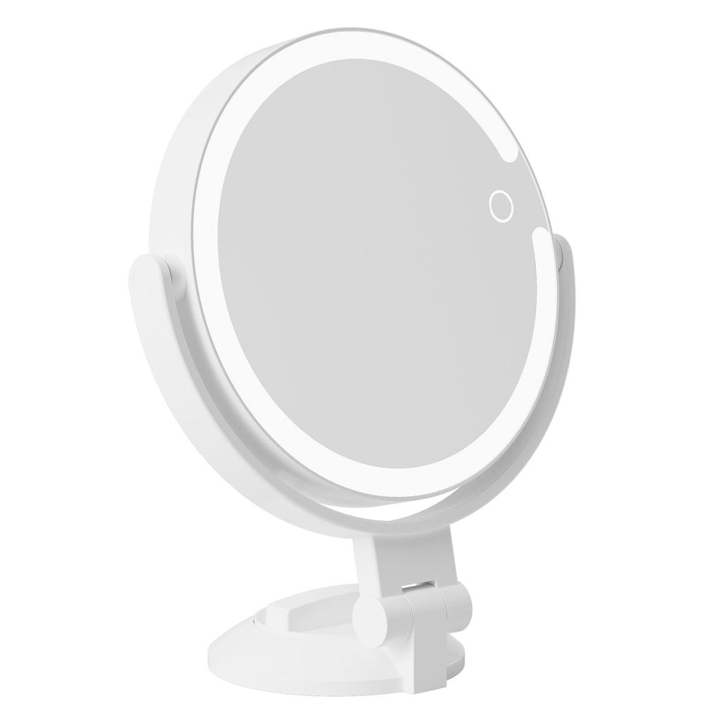 PRIDEMII Magnifying LED Bath Mirror with Lithium Battery for Power Easy Continuously Adjustable 3 Light Bathroom Mirror Double-Sided Built-in