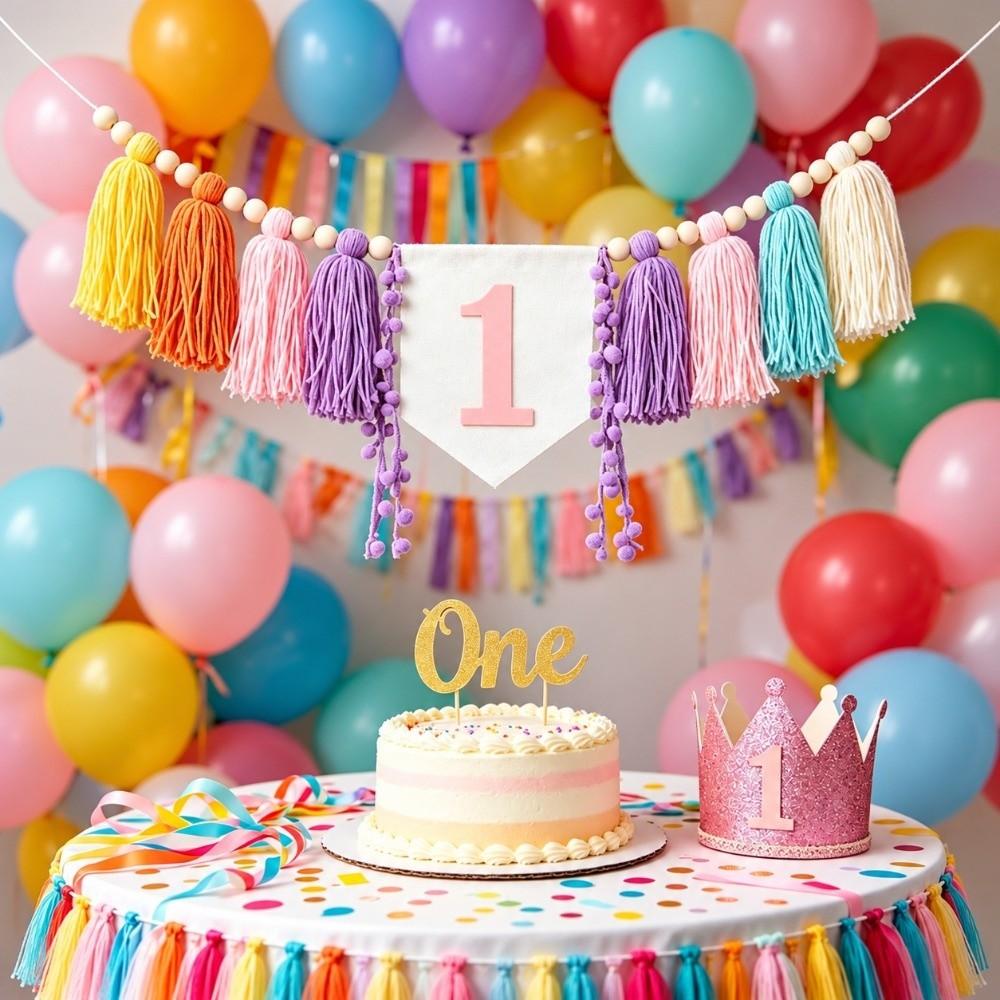 Wall Mounted Birthday Banner First Birthday Photo Props New Party Decorations Baby Shower
