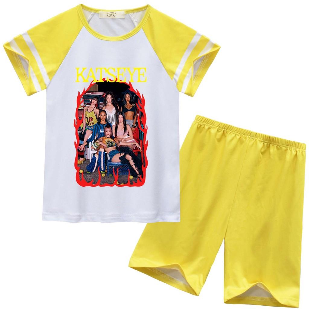 92638 Kids Girls KATSEYE Print Short Sleeves Top Pants Pajamas Sleepwear Sets