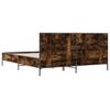 Bed Frame Smoked Oak 135x190 Cm Wood Based Panel and Metal
