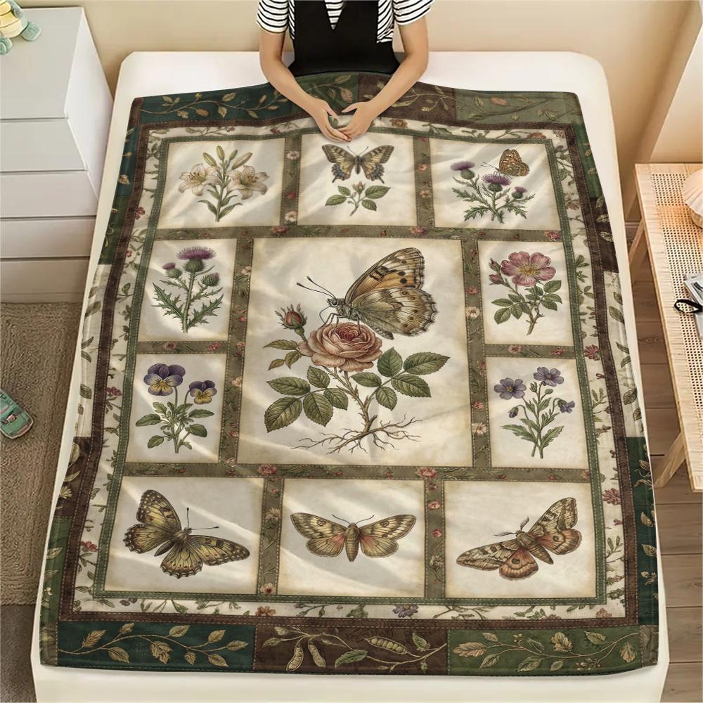 Butterfly Decoration Print Flannel Blanket, High Quality Comfortable for All Seasons, Home Decor, Warmth and Comfort, Perfect for Christmas Gifts23
