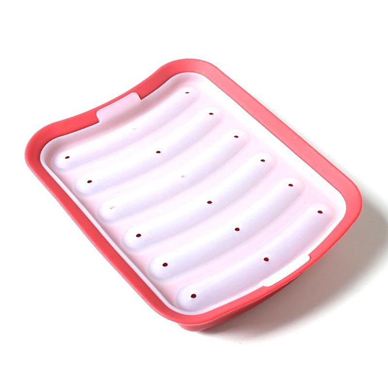 Sausage Maker Mould 6 Grids Silicone DIY Ham Hot Dog Making Moulds With Lid Kitchen Household Sausages Cake Baking Tools Molds
