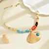 Shell pendant jewelry colorful gravel design sense neck chain niche alloy shell pendant female
