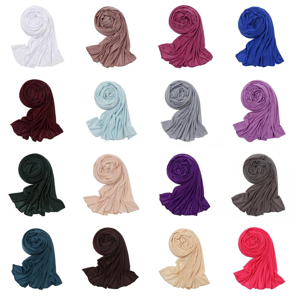 Light Cotton Monochrome Scarf Wrap With Stretch Breathable Fabric For Casual Wear