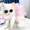 Dog Princess Dress Thin Cat Rainbow Butterfly Skirt Summer Girl Puppy Lace Tutu Dress for Small Medium Dogs Cats