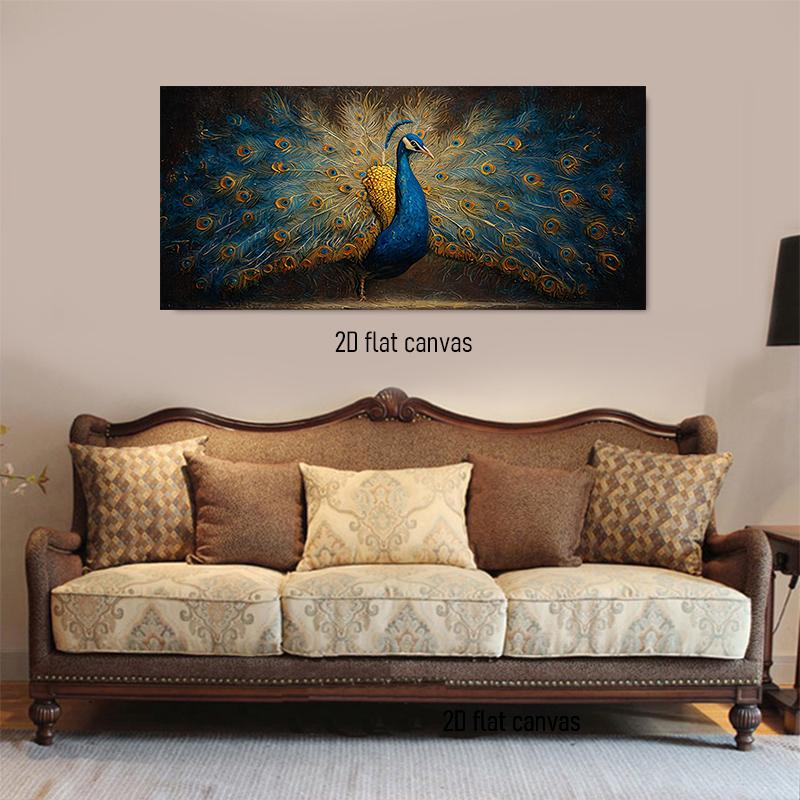 1pcs Peacock Opening Screen Oil Painting Modern Living Room Entrance Decoration Painting Animal Art Canvas Painting Bedroom Stud