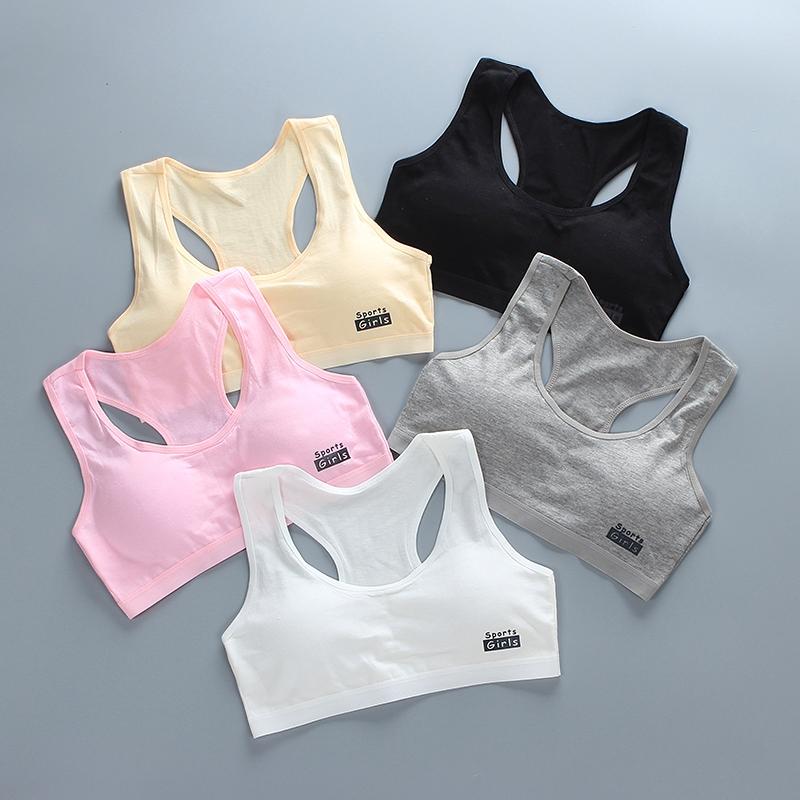 8-12Y Children Girls Cotton Bra For Teenagers Underwear Tops Solid Color Comfortable Bras