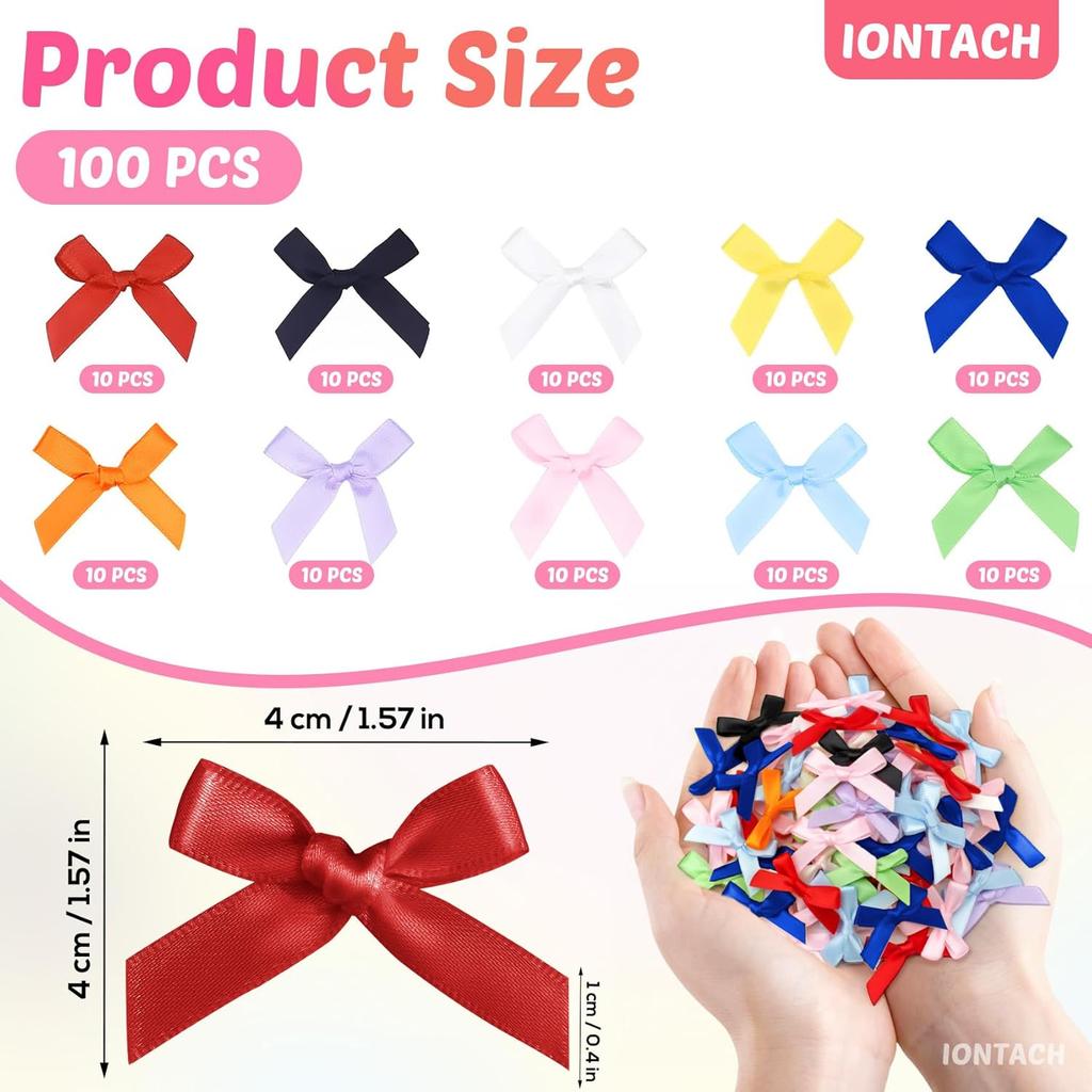 100 PZ Mini Fiocchi per Artigianato, Piccoli Fiocchi di Nastro per Artigianato, Accessori Decorativi Fiocchetto Multicolore.