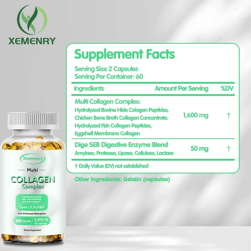 Collagen Complex 3300mg- Type I, II, III, V, X - Hydrolyzed Collagen, Anti-Aging