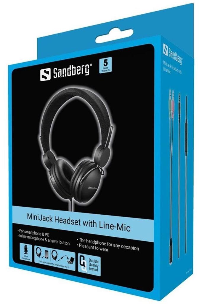 Наушники Sandberg Headset MiniJack с Line-Mic (126-34) черный