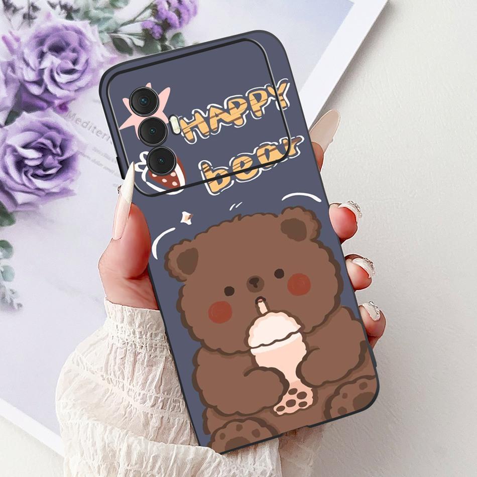 For Tecno Spark 8 Pro 8T 8P Elegant Floral Cat Phone Case For Tecno Spark8 8T 8P 8Pro Black Silicone Soft TPU Cases Bumpers