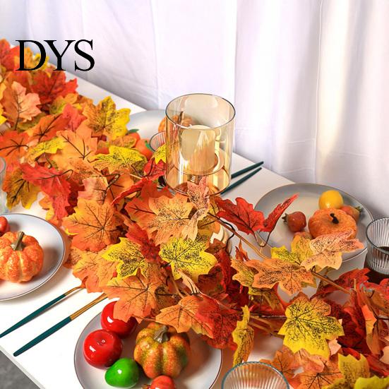 Autumn Festival Home Accents 2Pcs Artificial Fall Leaves Garland, Maple Leaf Vines for Thanksgiving Flexible Rattan Handrails Mantle Decor,