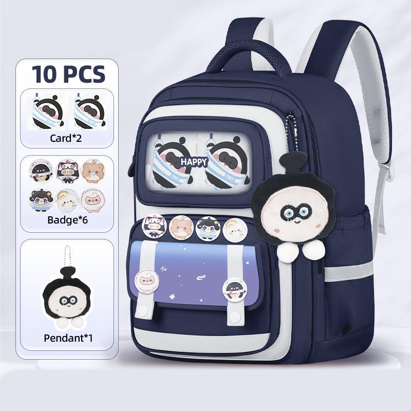 Shool Backapck 10pcs Sets Bag LABUBU Schoolbag Children's Primary School Students Grade 1-6 Backpack To Reduce The Burden On The Backpack