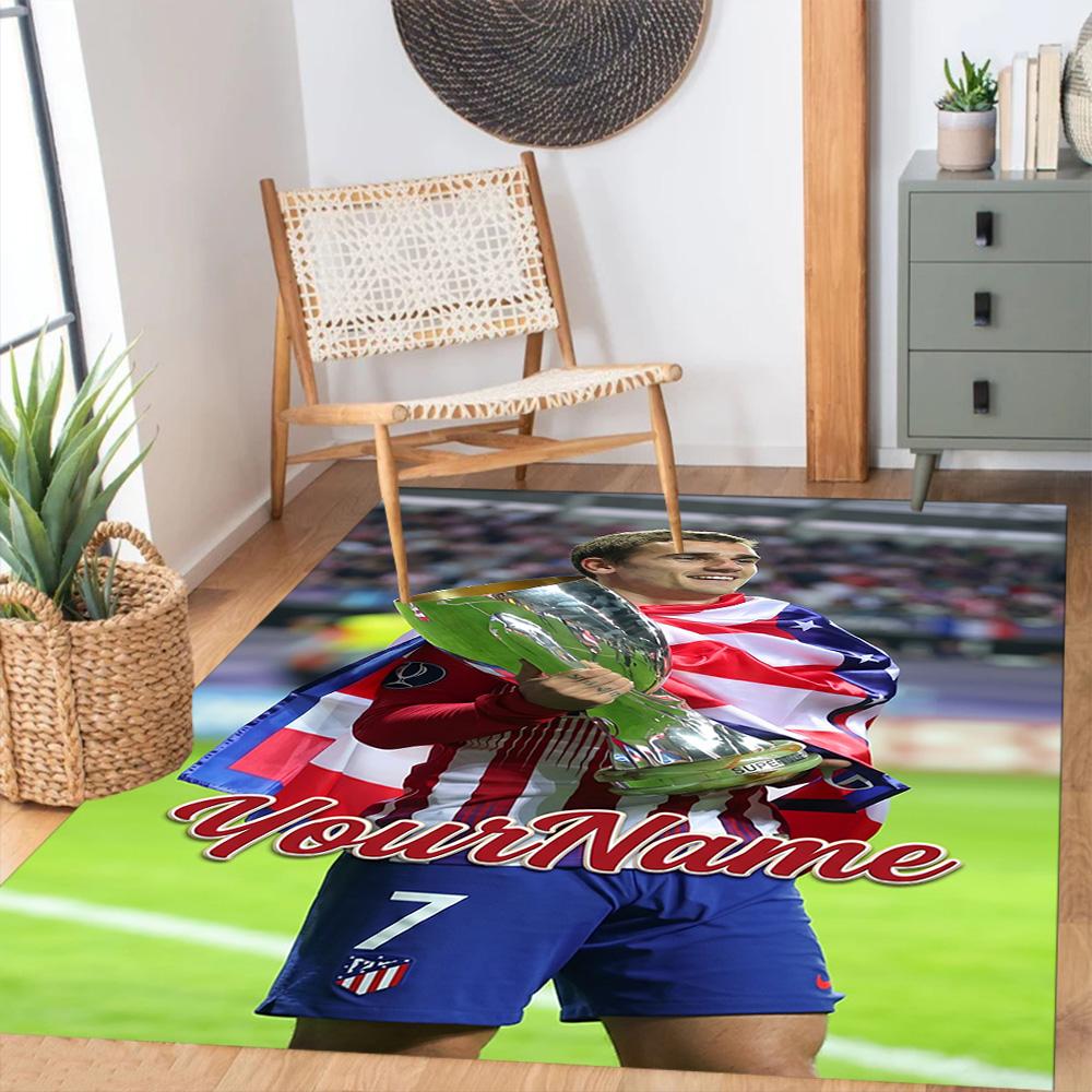 Atletico Madrid Personalized Name Carpet Perfect for Bedrooms Foyer Hallway Entryway Anti-slip Rug Decorate Offices Gift for Festivals