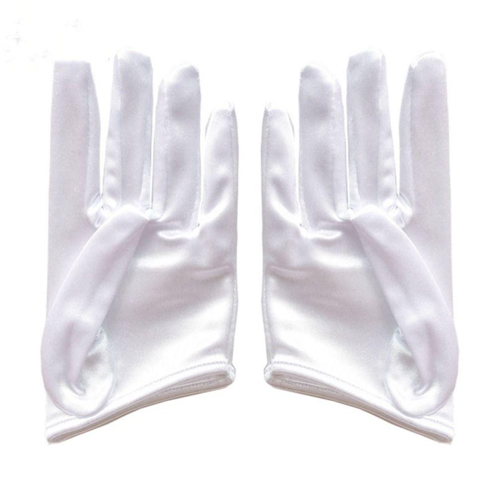 

Вечерние перчатки Корейские варежки Танцевальные перчатки Перчатки с открытой ладонью Перчатки Лолиты Женские перчатки Сатиновые перчатки белый