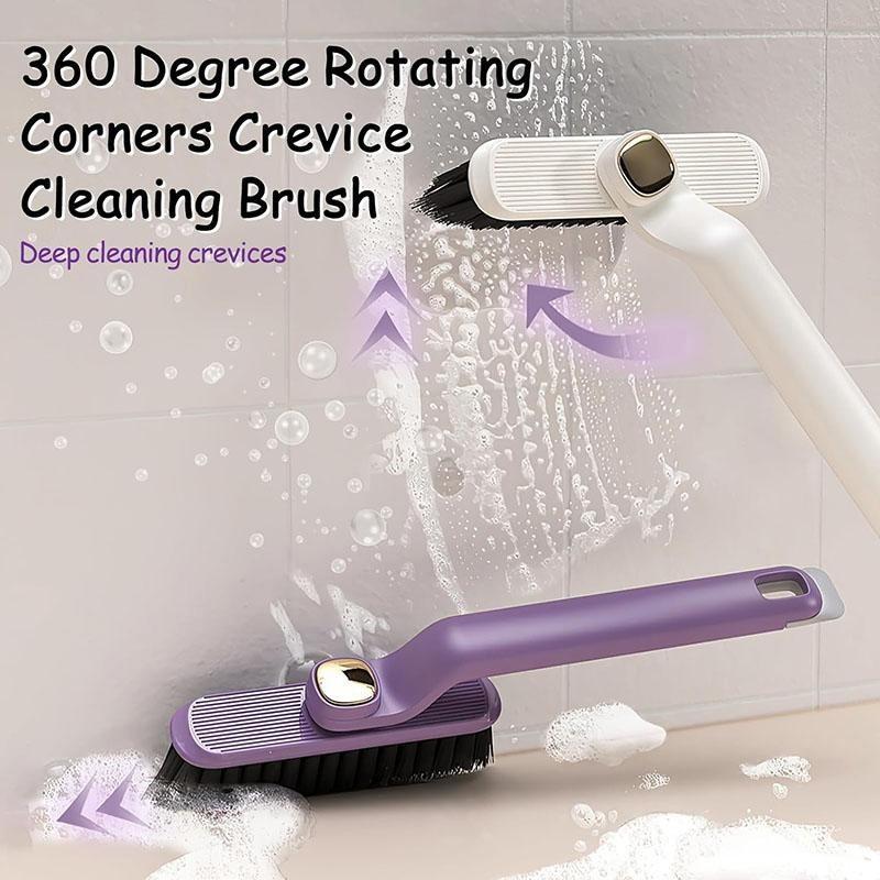 Rotating Multifunctional Crevice Cleaning Brush With Stiff Bristles Two-In-One Bathroom Tile Floor Crevice Brush Cleaning Tool