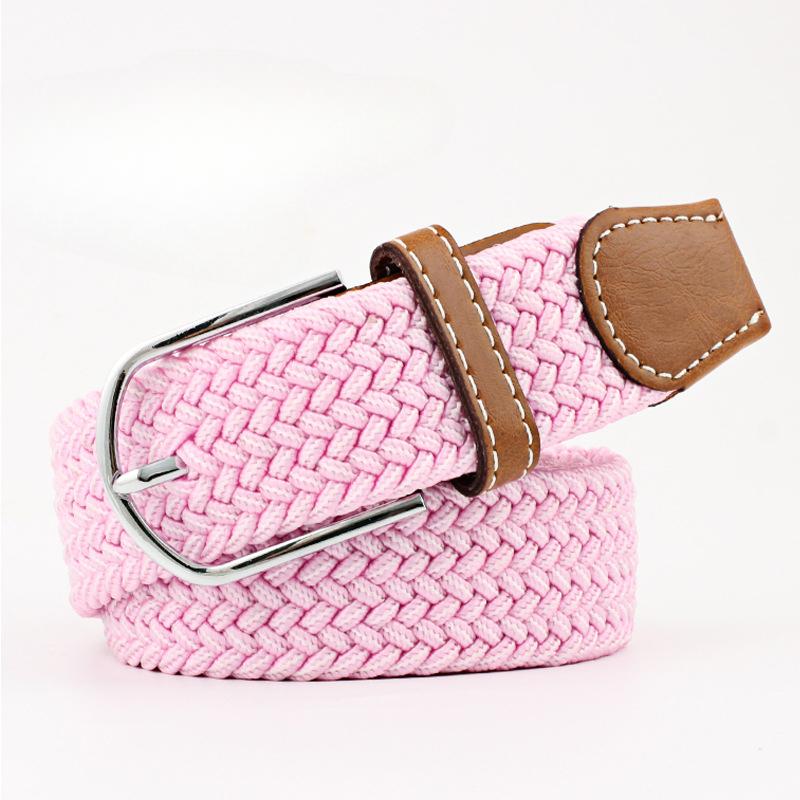 107cm Canvas Belt for Women Elastic Belt for Men Casual Elastic Woven Pin Buckle Belt