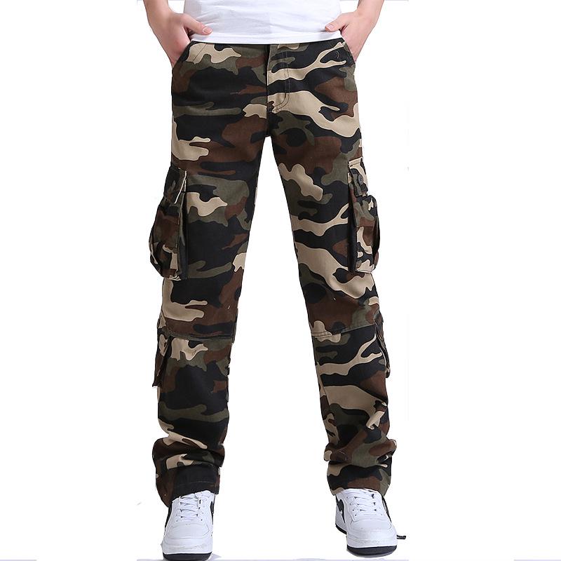Herren Armygrün Camouflage Lässige Weite Gerade Hose - Übergröße Outdoor Sport Overalls