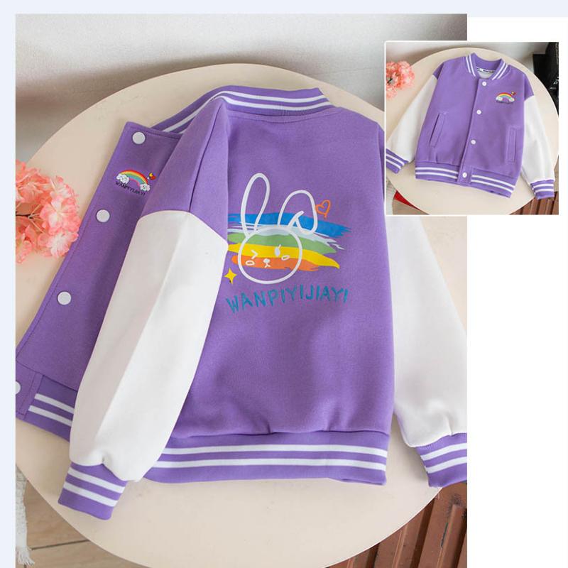 

Повседневное пальто для девочек 2025 года, детская бейсбольная форма, свободная куртка 130cm